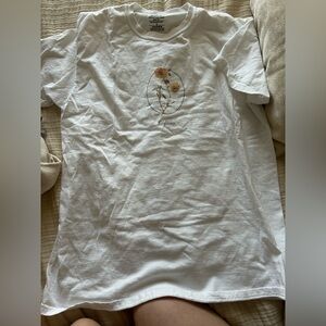 White T-Shirt with Floral Design
